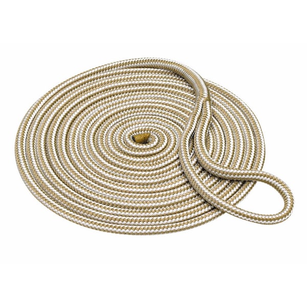 Buccaneer Rope 1/2 x 15 Double Braid Dock Line, Gold & White 3060515